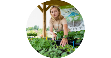 Image of student working in community garden.